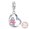 Silver Charm Bead Mother's Day Love Heart Family Charm Bead Pendant Fits Bracelet Womens Jewelry Gifts - Image 15