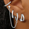4PC Chain Huggie Earring Set For Women Flower Tragus Hoop Earrings Bulk Cartilage Piercing Helix Jewelry Lobe Earing Lot - Image 9