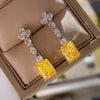 Simple and Elegant Square Cubic Zirconia Earrings Bling Yellow CZ Dangle Women Wedding Engagement Jewelry - Image 34