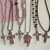 Gothic Y2K Pink Cross Heart Pendant Chain Choker Necklace For Women Egirl Hip Hop Punk Charms Aesthetic Jewelry Emo Accessories - Image 1