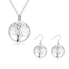Silver Charm Round Tree of Life Earrings Necklace Set For Women Wedding Christmas Jewelry Set - Image 6