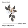 Rhinestone Flower Brooch Pin with Pearl and Leaf Designs - Image 38