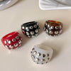 Vintage Rivet Acrylic Chunky Irregular Wide Ring for Women Unique Design Ellipse Shape Ring Set Daily Party Jewelry Gift - Image 6