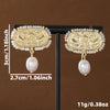 Vintage Embossed Double Bird Copper Dangle Earrings With Oval Faux Pearl Pendants for Women, Fit Banquet and Party Matching - Image 4
