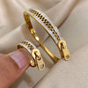 Greatera Zipper Cubic Zircon Filled Sparkly Buckle Bracelet Ring For Men Personality Design Stainless Steel Women's Jewelry - Image 5