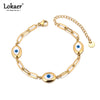 Stainless Steel Chain Link Blue Eyes Bracelets for Women Pvd Plated Jewelry Unisex - Image 1