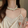 Twisted Imitation Pearl Choker Necklace with Beaded Strands - Image 4