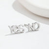 Creative Stainless Steel Yes And No Letter Stud Earrings for Women Jewelry Friendship Gift - Image 5