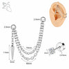 ZS 20G 2Pcs/lot Heart Moon Double Layer Chain Stainless steel Ear Chain Moon Spike Crystal Ear Stud Cartilage Earrings Jewelry - Image 12