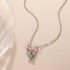 Sweet Pink Bow Necklace Ladies Sparkling Rhinestone Star Shape Pendant Clavicle Chain Delicate Wedding Accesories A - Image 8