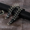 Four Piece Black PU Leather Cuff Bracelet Set with Stud and Chain Details - Image 16