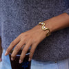 Classic Gold Color Plated Elliptical White Zircon Irregular Open Bracelets Stainless Steel Jewelry - Image 3