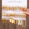 24 Pcs Vintage Hoop Earrings Set for Women Boho Metal Circle Geometric Twist Pearl Studs Earrings Jewelry Gifts - Image 14