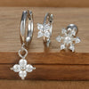 3PCS Silver Color Stainless Steel Crown Hoop Earring Set for Women Four Flower Zircon Cartilage Piercing Earring Jewelry - Image 24