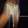 Shiny Crystal Tassel Chain Mini Skirt Sexy Women Adjustable Waist Rhinestone Sequins Luxury Party Nightclub Skirts Jewelry