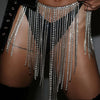 Shiny Crystal Tassel Chain Mini Skirt Sexy Women Adjustable Waist Rhinestone Sequins Luxury Party Nightclub Skirts Jewelry
