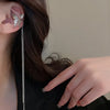 Silver Color Crystal Cross Star Non-Piercing Cuff Ear Clip Earring for Women Shiny Tassels Chain Fake Cartilage Piercing Jewelry