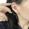 Silver Color Crystal Cross Star Non-Piercing Cuff Ear Clip Earring for Women Shiny Tassels Chain Fake Cartilage Piercing Jewelry