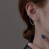 Silver Color Crystal Cross Star Non-Piercing Cuff Ear Clip Earring for Women Shiny Tassels Chain Fake Cartilage Piercing Jewelry