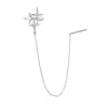 Silver Color Crystal Cross Star Non-Piercing Cuff Ear Clip Earring for Women Shiny Tassels Chain Fake Cartilage Piercing Jewelry