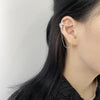 Silver Color Crystal Cross Star Non-Piercing Cuff Ear Clip Earring for Women Shiny Tassels Chain Fake Cartilage Piercing Jewelry