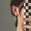 Silver Color Crystal Cross Star Non-Piercing Cuff Ear Clip Earring for Women Shiny Tassels Chain Fake Cartilage Piercing Jewelry