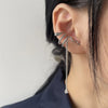 Silver Color Crystal Cross Star Non-Piercing Cuff Ear Clip Earring for Women Shiny Tassels Chain Fake Cartilage Piercing Jewelry