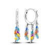 Silver Plated Hoop Earrings Moon Star Dreamcatcher Colored Zircon Fine Earring Jewelry Gift For Women