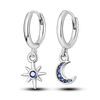 Silver Plated Hoop Earrings Moon Star Dreamcatcher Colored Zircon Fine Earring Jewelry Gift For Women