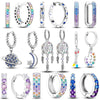 Silver Plated Hoop Earrings Moon Star Dreamcatcher Colored Zircon Fine Earring Jewelry Gift For Women