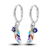 Silver Plated Hoop Earrings Moon Star Dreamcatcher Colored Zircon Fine Earring Jewelry Gift For Women