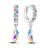 Silver Plated Hoop Earrings Moon Star Dreamcatcher Colored Zircon Fine Earring Jewelry Gift For Women