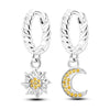 Silver Plated Hoop Earrings Moon Star Dreamcatcher Colored Zircon Fine Earring Jewelry Gift For Women