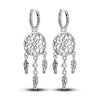 Silver Plated Hoop Earrings Moon Star Dreamcatcher Colored Zircon Fine Earring Jewelry Gift For Women
