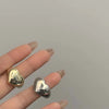 Simple Gold Color Plated Smooth Metal Heart Ring for Women Men Y2K Trendy Ring Korean Elegant Party Jewelry Couple Gifts
