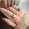 Simple Gold Color Plated Smooth Metal Heart Ring for Women Men Y2K Trendy Ring Korean Elegant Party Jewelry Couple Gifts