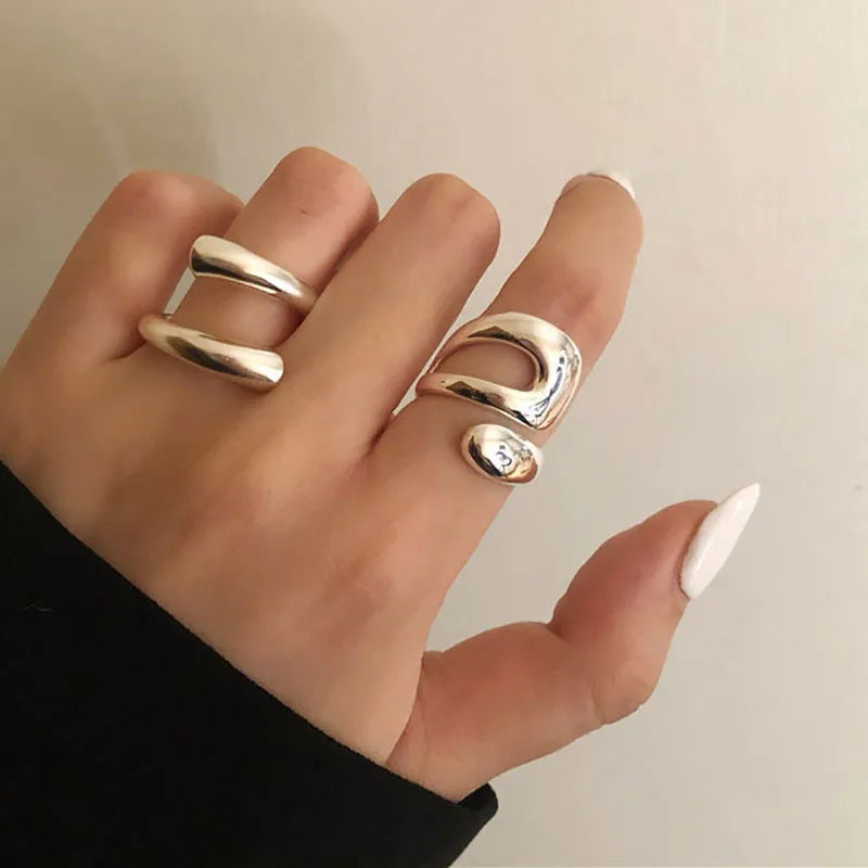 Simple Open Rings For Women Gold Color   Korean Street Girl Wedding Rings Adjustable Knuckle Finger Jewelry Jewelry