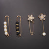 Simulated Pearl Brooch Pins Set For Women Dress Sweater Decorative Rhinestone Flower Beads Buckle Pin Jewelry Accessories