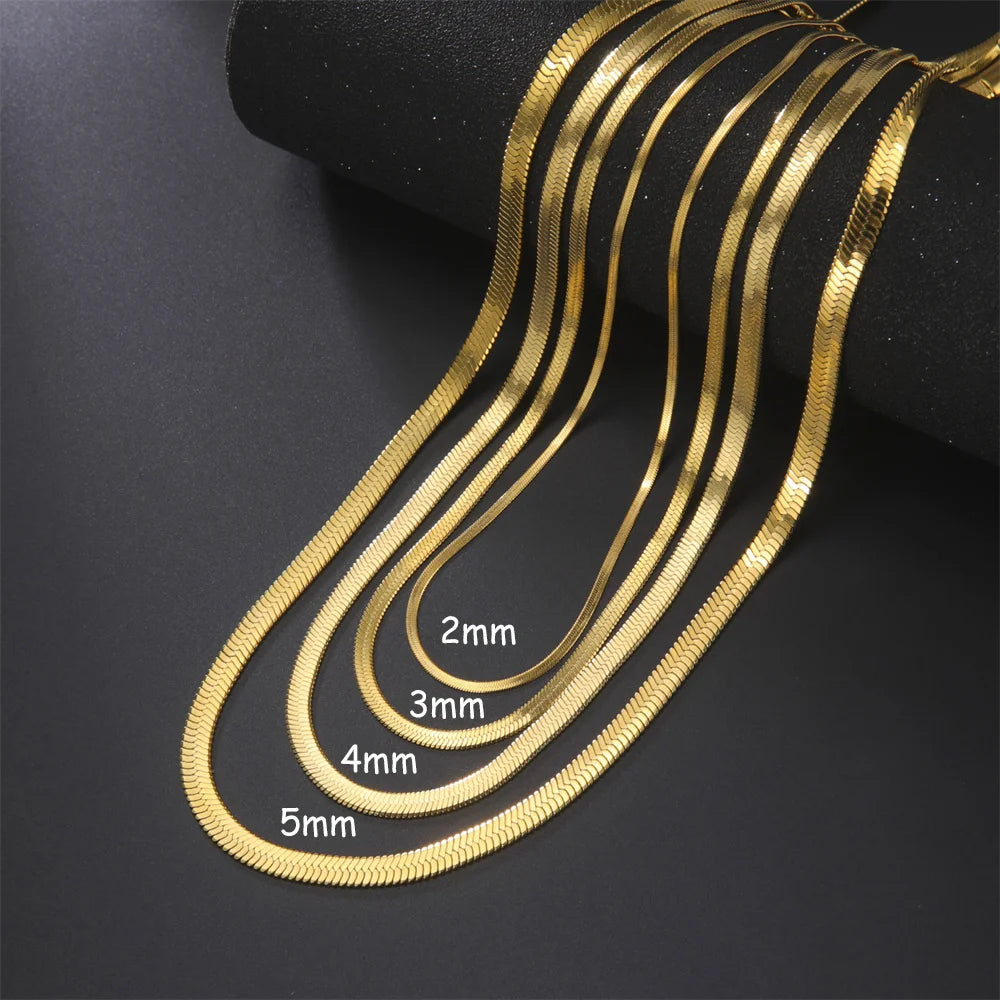 Skyrim Stainless Steel Snake Chain Necklace for Women Men Minimalist Gold Color Choker Neck Chains  Trend Jewelry Gift Hot
