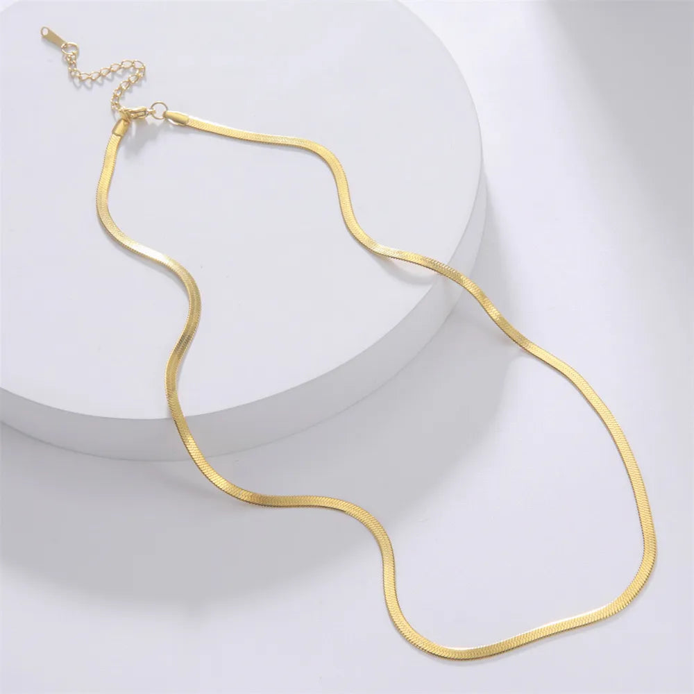 Skyrim Stainless Steel Snake Chain Necklace for Women Men Minimalist Gold Color Choker Neck Chains  Trend Jewelry Gift Hot