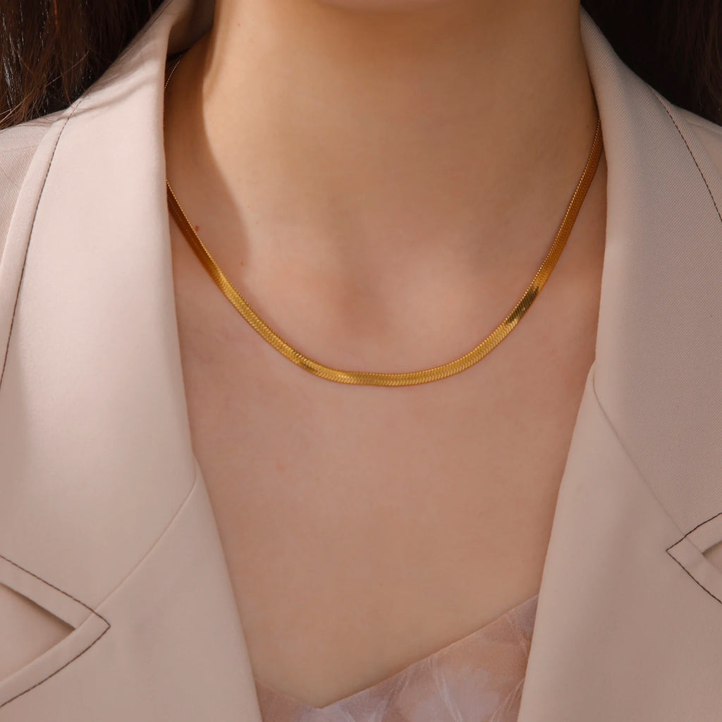 Skyrim Stainless Steel Snake Chain Necklace for Women Men Minimalist Gold Color Choker Neck Chains  Trend Jewelry Gift Hot