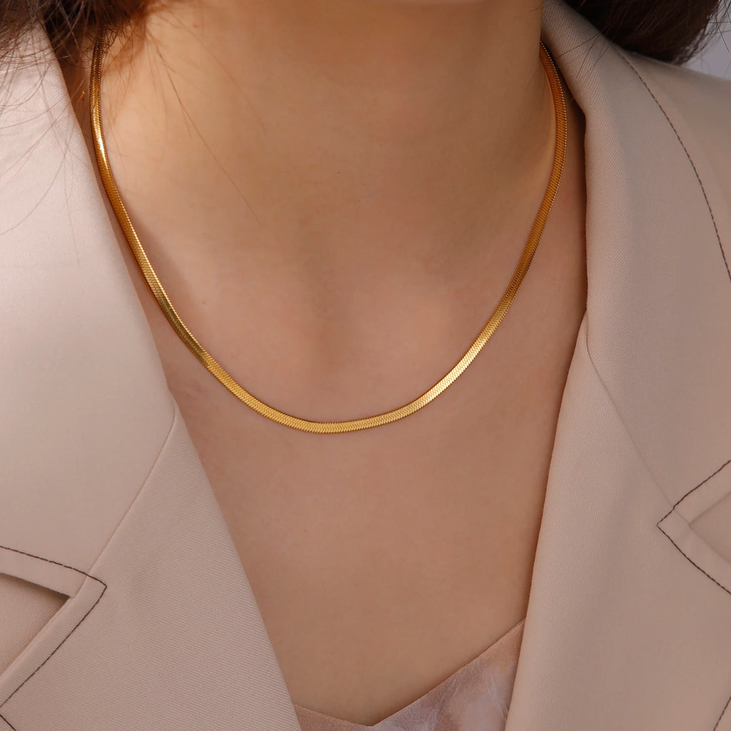 Skyrim Stainless Steel Snake Chain Necklace for Women Men Minimalist Gold Color Choker Neck Chains  Trend Jewelry Gift Hot