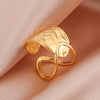 Skyrim Stainless Steel Women Rings Geometric Heart Aesthetic Adjustable Open Finger Ring  Party Jewelry Gifts