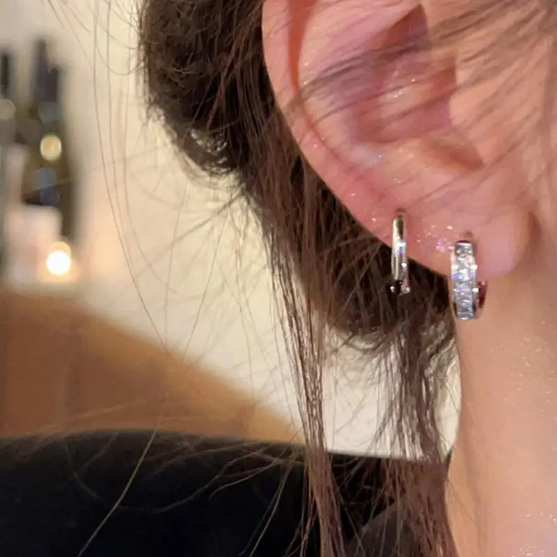 Small Shiny Zircon Hoop Earring Set for Women Vintage Circle Geometric Smooth Earring Piercing Jewelry Trendy Jewelry Gifts