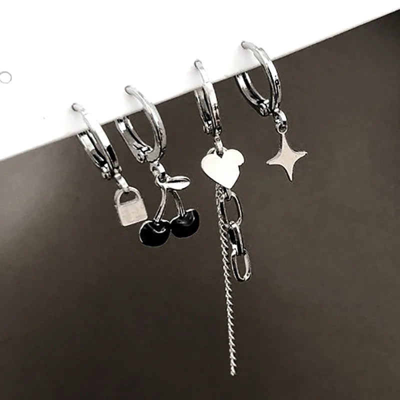 Small Shiny Zircon Hoop Earring Set for Women Vintage Circle Geometric Smooth Earring Piercing Jewelry Trendy Jewelry Gifts