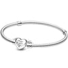 Sparkling Infinity Heart Brilliant Life Winged Heart Clasp Bracelet 925 Sterling Silver Bangle Fit  Bead Charm Jewelry