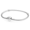 Sparkling Infinity Heart Brilliant Life Winged Heart Clasp Bracelet 925 Sterling Silver Bangle Fit  Bead Charm Jewelry