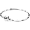 Sparkling Infinity Heart Brilliant Life Winged Heart Clasp Bracelet 925 Sterling Silver Bangle Fit  Bead Charm Jewelry