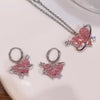 Sparkling Rhinestone Necklace Drop Earrings For Women Geometric Water Droplet Pendant Necklaces Wedding Bride Jewelry Sets