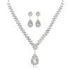 Sparkling Rhinestone Necklace Drop Earrings For Women Geometric Water Droplet Pendant Necklaces Wedding Bride Jewelry Sets